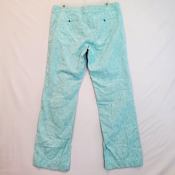 Freedom Trail by Kyodan Women's Pants Wide Leg Ankle Linen Blend Teal Stripe - Picture 4 of 11